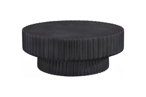 Phillips Collection Vetra Coffee Table - Sculptural Elegance with Pleated Design, Durable Resin & Crushed Stone Finish Charcoal Stone PH120494
