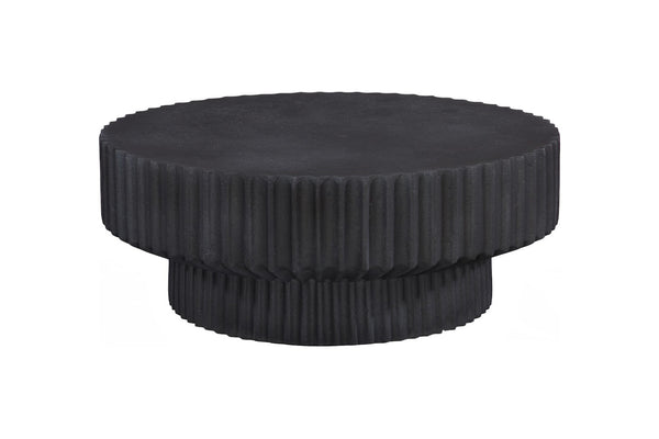 Phillips Collection Vetra Coffee Table - Sculptural Elegance with Pleated Design, Durable Resin & Crushed Stone Finish Charcoal Stone PH120494