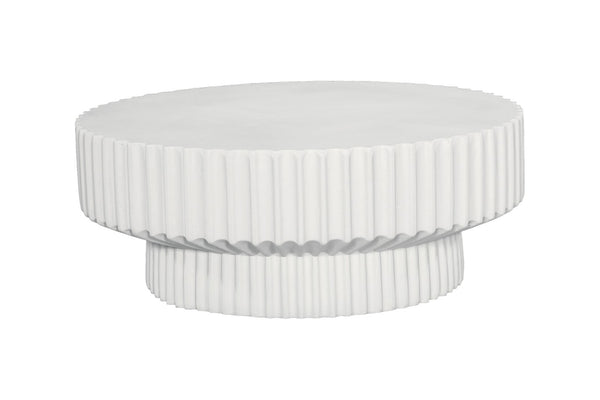 Phillips Collection Vetra Coffee Table - Sculptural Elegance with Pleated Design, Durable Resin & Crushed Stone Finish White Stone PH120495