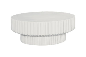 Phillips Collection Vetra Coffee Table - Sculptural Elegance with Pleated Design, Durable Resin & Crushed Stone Finish White Stone PH120495
