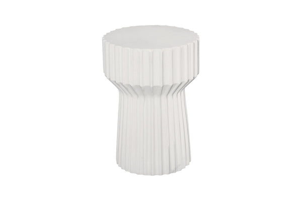 Phillips Collection Vetra Side Table - Sculptural Fluted Design in Durable Composite for Modern Living Spaces & Accents White Stone PH120496