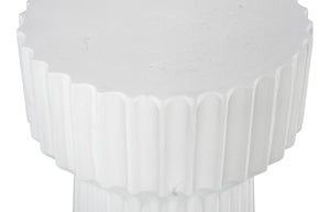 Phillips Collection Vetra Side Table - Sculptural Fluted Design in Durable Composite for Modern Living Spaces & Accents White Stone PH120496