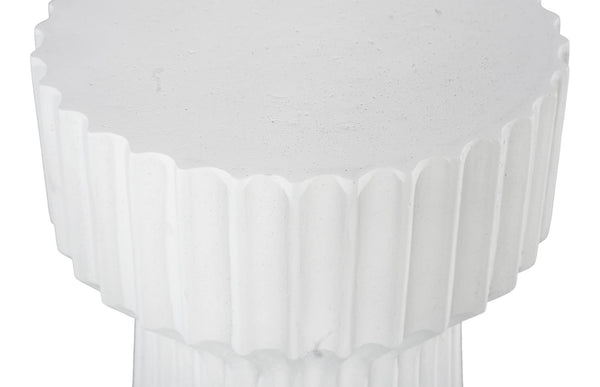 Phillips Collection Vetra Side Table - Sculptural Fluted Design in Durable Composite for Modern Living Spaces & Accents White Stone PH120496