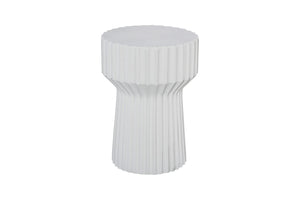 Phillips Collection Vetra Side Table - Sculptural Fluted Design in Durable Composite for Modern Living Spaces & Accents White Stone PH120496