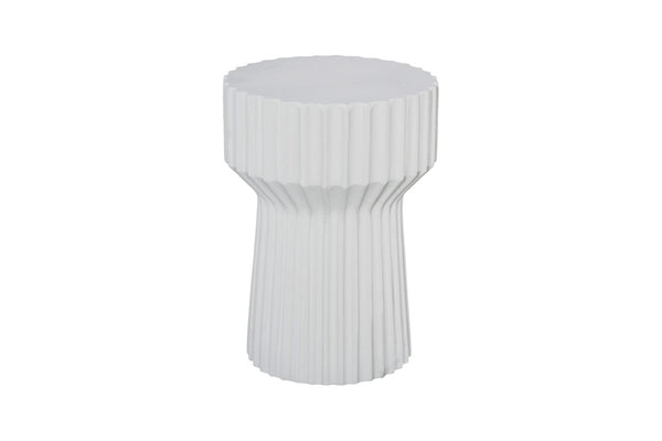 Phillips Collection Vetra Side Table - Sculptural Fluted Design in Durable Composite for Modern Living Spaces & Accents White Stone PH120496