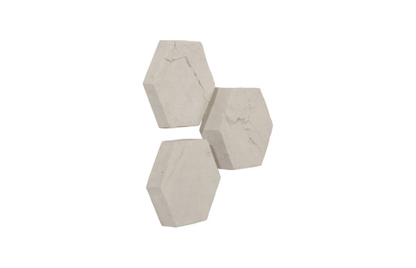 Phillips Collection Hexagon Wall Tiles Set of 3 – Modern Rustic Roman Stone Decor for Stylish Interior Design PH120497