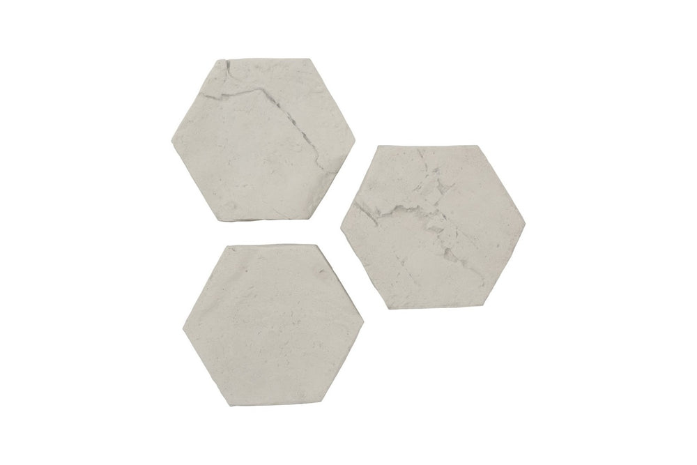 Phillips Collection Hexagon Wall Tiles Set of 3 – Modern Rustic Roman Stone Decor for Stylish Interior Design PH120497