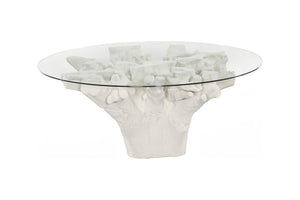 Phillips Collection Cast Tree Root Resin Dining Table with 72 Inch Glass Top Organic Modern Sculptural Base PH120547