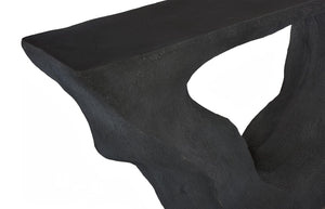 Phillips Collection Strata Sculptural Console Table Limestone Textured Resin Entryway Accent Modern Charcoal Stone PH120548