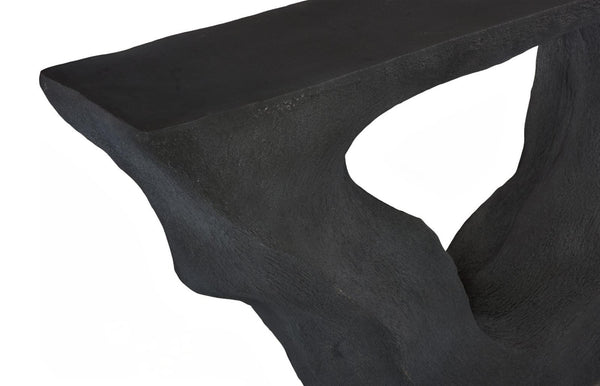 Phillips Collection Strata Sculptural Console Table Limestone Textured Resin Entryway Accent Modern Charcoal Stone PH120548