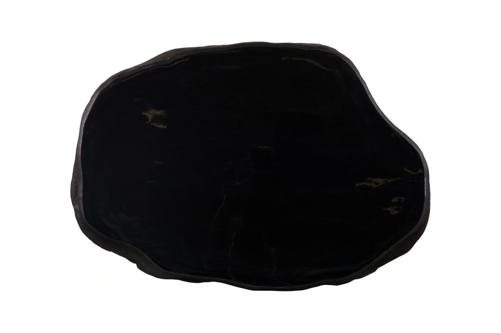 Phillips Collection Quarry Stone Cast Coffee Table Glossy Black Finish Large Living Room Centerpiece PH120549