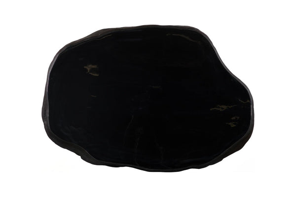 Phillips Collection Quarry Stone Cast Coffee Table Glossy Black Finish Large Living Room Centerpiece PH120549