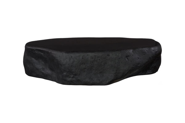 Phillips Collection Quarry Stone Cast Coffee Table Glossy Black Finish Large Living Room Centerpiece PH120549