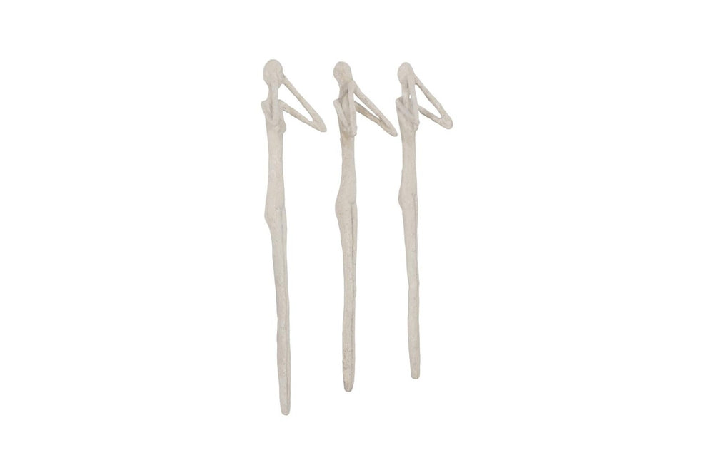 Phillips Collection See, See Speak Hear No Evil Trio Sculptural Wall Art Roman Stone Finish Vertical Set PH120552