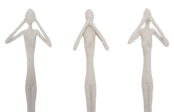 Phillips Collection See, See Speak Hear No Evil Trio Sculptural Wall Art Roman Stone Finish Vertical Set PH120552