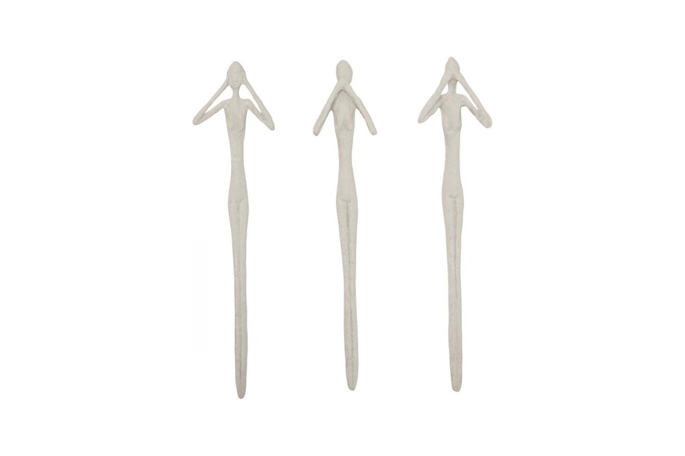 Phillips Collection See, See Speak Hear No Evil Trio Sculptural Wall Art Roman Stone Finish Vertical Set PH120552