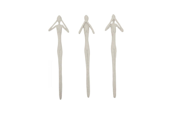 Phillips Collection See, See Speak Hear No Evil Trio Sculptural Wall Art Roman Stone Finish Vertical Set PH120552