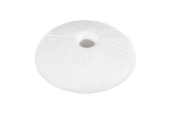 Phillips Collection Vasti Ribbed Resin Decorative Vase Sculptural Off White Accent for Console or Shelf Low PH120761