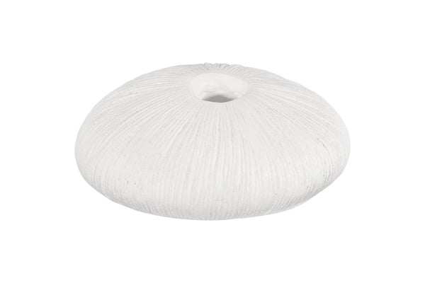 Phillips Collection Vasti Ribbed Resin Decorative Vase Sculptural Off White Accent for Console or Shelf Low PH120761