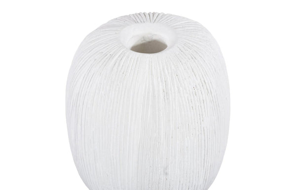 Phillips Collection Vasti Ribbed Resin Decorative Vase Sculptural Off White Accent for Console or Shelf SM PH120762