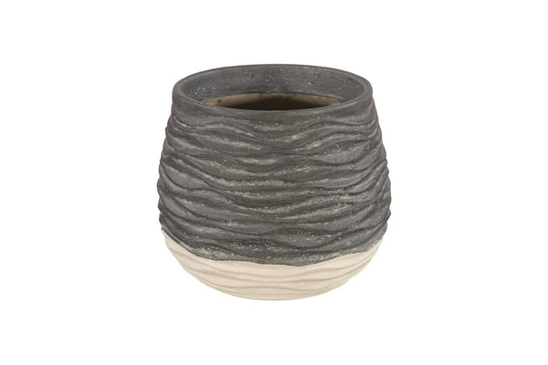 Phillips Collection Wavy Ceramic Sculpture Vase with Dual Tone Finish and Relief Texture for Modern Decor SM PH120769