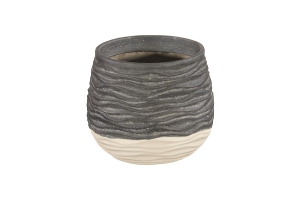 Phillips Collection Wavy Ceramic Sculpture Vase with Dual Tone Finish and Relief Texture for Modern Decor SM PH120769
