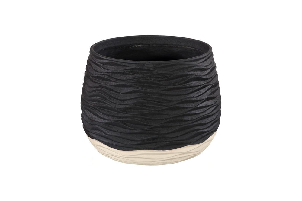 Phillips Collection Wavy Ceramic Sculpture Vase with Dual Tone Finish and Relief Texture for Modern Decor LG PH120771