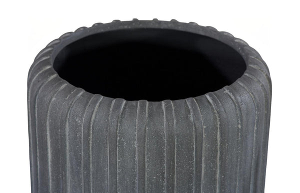 Phillips Collection Vertical Fluted Resin Vase with Stone Matte Finish for Modern Minimalist Decor PH120784