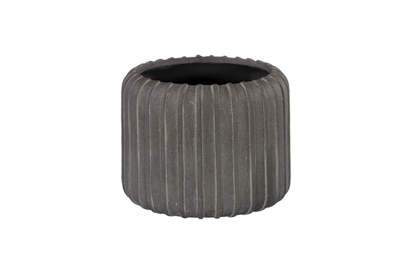 Phillips Collection Vertical Fluted Resin Vase with Stone Matte Finish for Modern Minimalist Decor PH120784