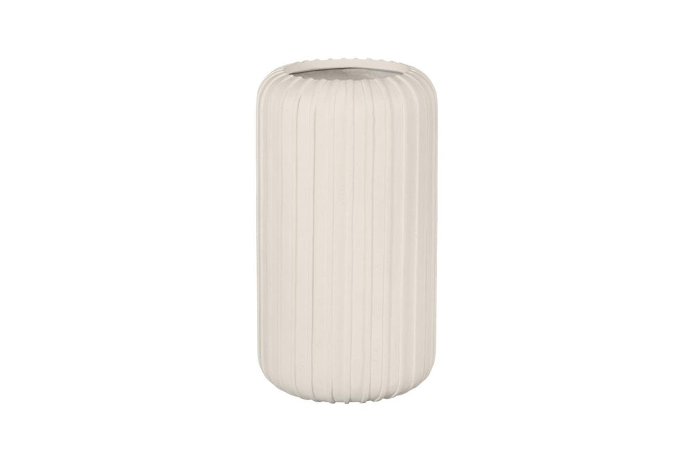 Phillips Collection Vertical Fluted Resin Planter with Stone Cast Finish for Patio or Entryway PH120785