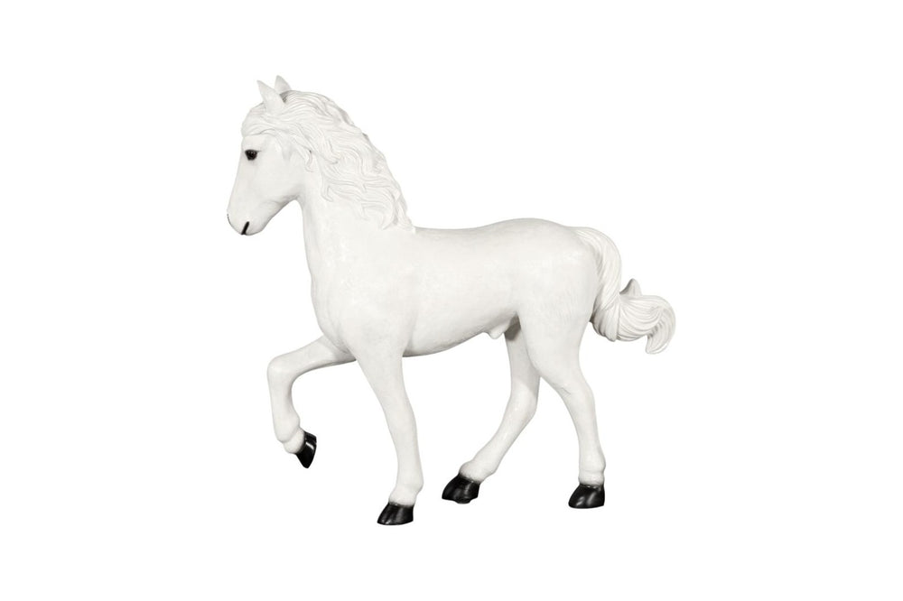 Phillips Collection Pony Walking Sculpture Resin Cast White Gel Coat Modern Floor Accent Statement Piece PH120917