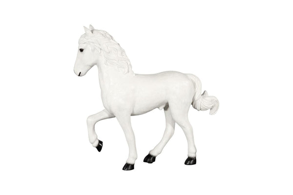 Phillips Collection Pony Walking Sculpture Resin Cast White Gel Coat Modern Floor Accent Statement Piece PH120917