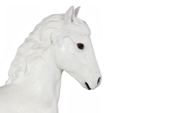 Phillips Collection Pony Walking Sculpture Resin Cast White Gel Coat Modern Floor Accent Statement Piece PH120917