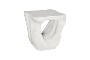 Phillips Collection Strata Sculptural Resin Side Table with Stone Finish and Carved Opening Accent PH121296