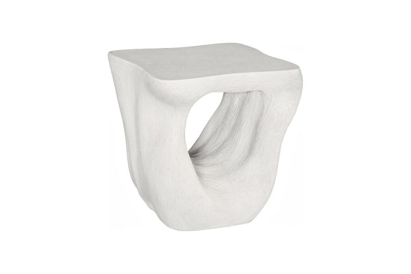 Phillips Collection Strata Sculptural Resin Side Table with Stone Finish and Carved Opening Accent PH121296