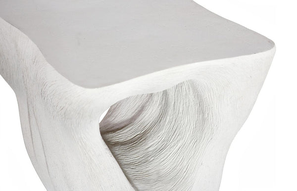 Phillips Collection Strata Sculptural Resin Side Table with Stone Finish and Carved Opening Accent PH121296