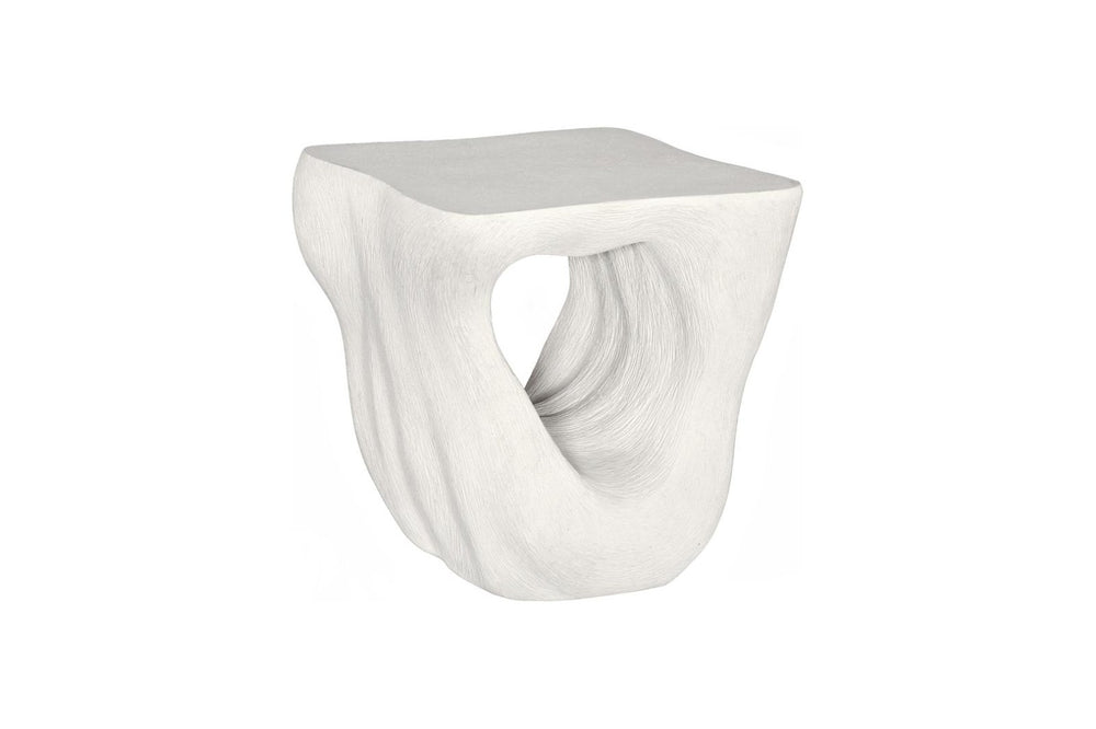 Phillips Collection Strata Sculptural Resin Side Table with Stone Finish and Carved Opening Accent PH121296