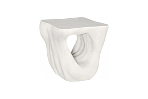 Phillips Collection Strata Sculptural Resin Side Table with Stone Finish and Carved Opening Accent PH121296