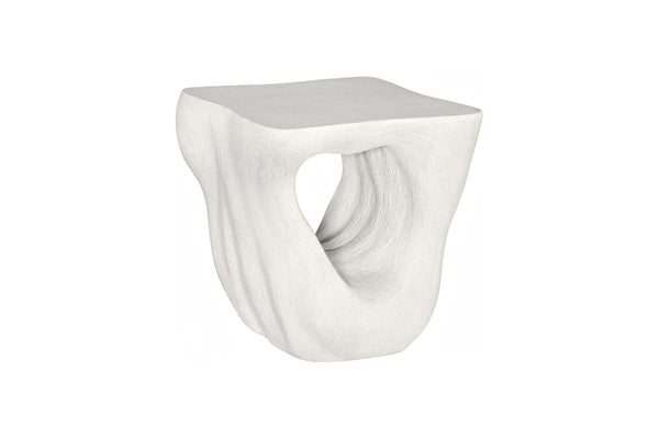 Phillips Collection Strata Sculptural Resin Side Table with Stone Finish and Carved Opening Accent PH121296