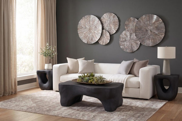 Phillips Collection Strata Sculptural Side Table Matte Charcoal Stone Finish Organic Architectural Form PH121982