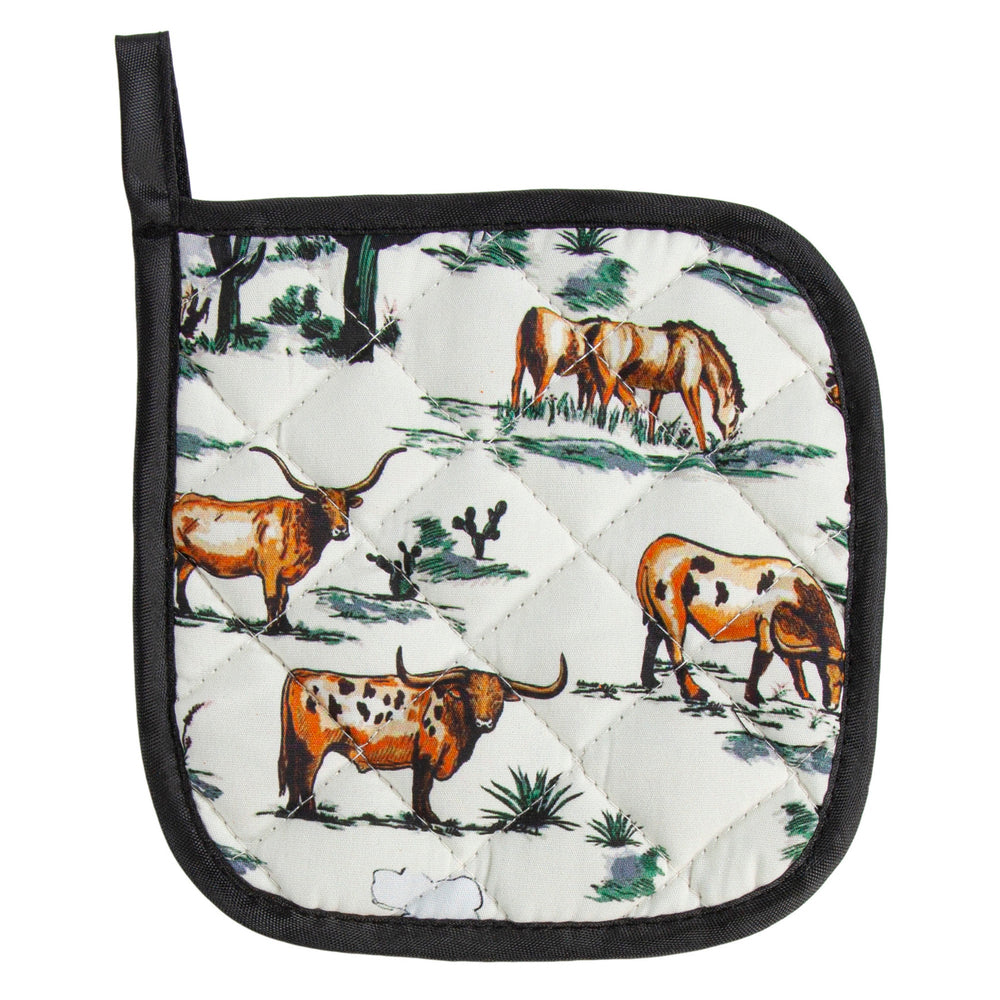 Hiend Accents Ranch Life Pot Holders - Stylish And Durable Kitchen Essential For Safe Cooking And Rustic Charm Duffle Bag Fabric, 100% Cotton,Fill, 100% Polyester Ph2138-os-df