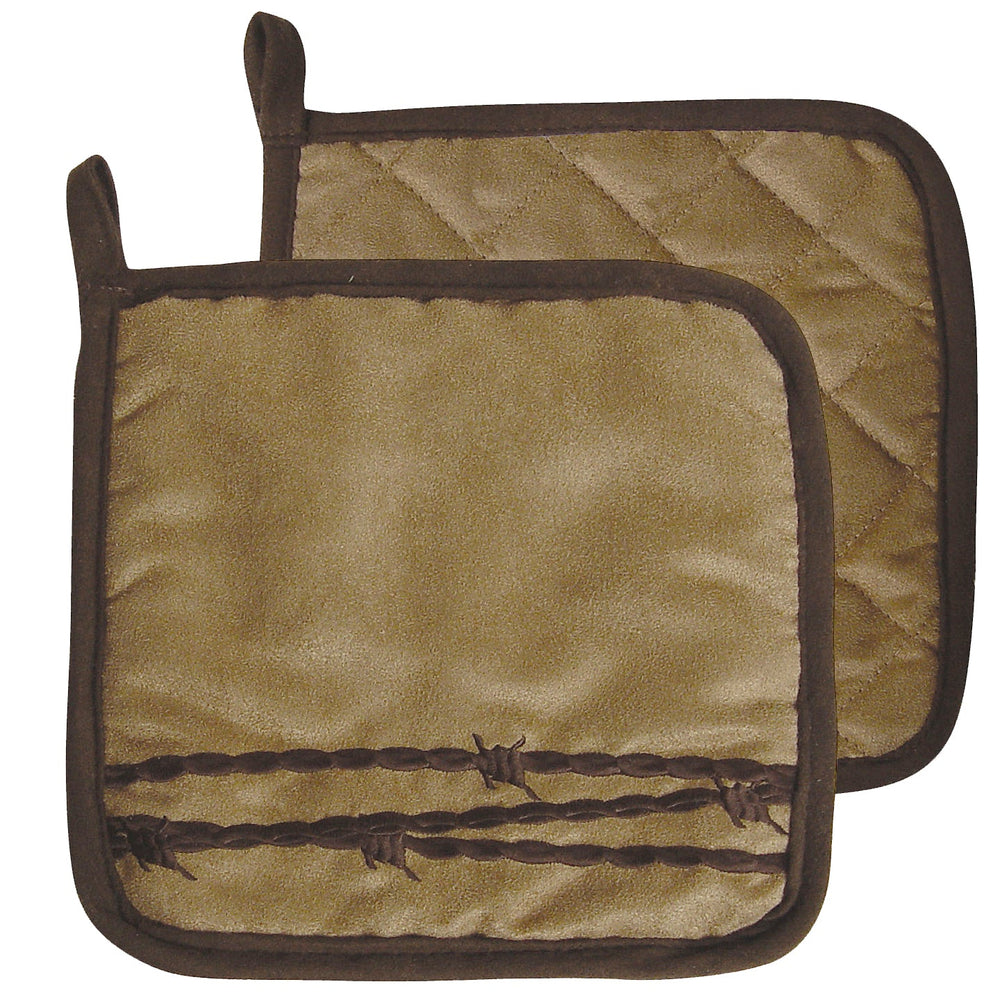 Hiend Accents Barbwire Pot Holder - Rustic Elegance For Your Kitchen With Unique Design And Heat Resistance Tan Fabric, 100% Cotton. Filling, 100% Polyester Ph319001d