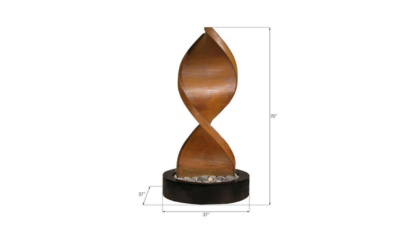 Phillips Collection Twist Sculptural Floor Fountain Wood Grain Composite Indoor Statement Water Feature PH53012