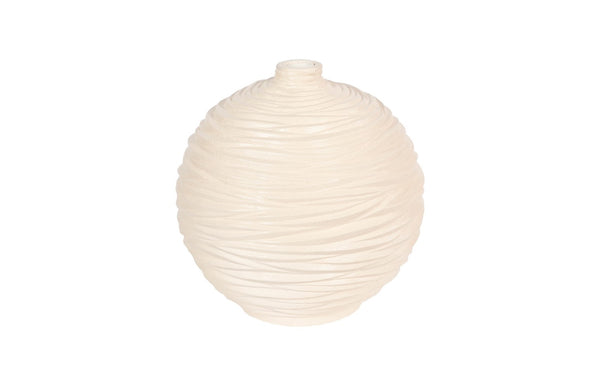 Phillips Collection Waves Sphere Vase - Contemporary Organic Design, Durable Composite, Inspired By Nature's Patterns Off White Resin Composite Ph53125
