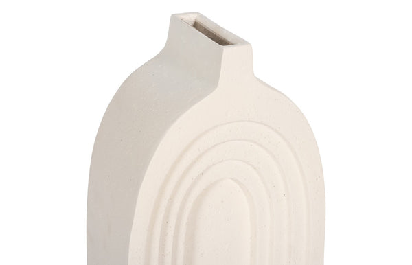 Phillips Collection Sonic Round Vase: Modern Organic Design With Textured Stone Cast Finish For Effortless Elegance Off White Resin Composite Ph53129