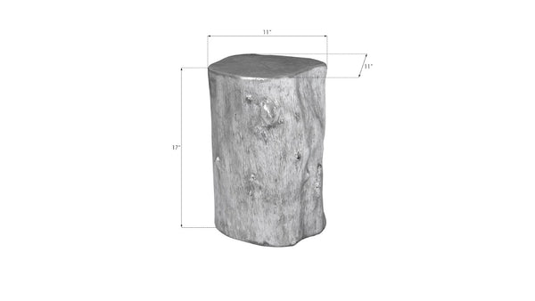 Phillips Collection Log Stool – Sculptural Accent with Silver Leaf Finish for Modern Spaces and Versatile Use Silver Leaf, SM PH55914