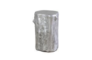 Phillips Collection Log Stool – Sculptural Accent with Silver Leaf Finish for Modern Spaces and Versatile Use Silver Leaf, SM PH55914