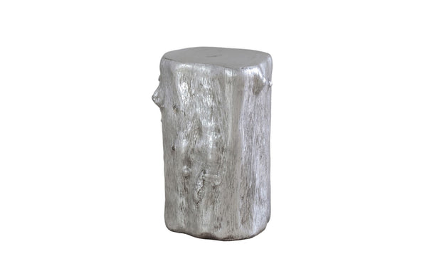 Phillips Collection Log Stool – Sculptural Accent with Silver Leaf Finish for Modern Spaces and Versatile Use Silver Leaf, SM PH55914