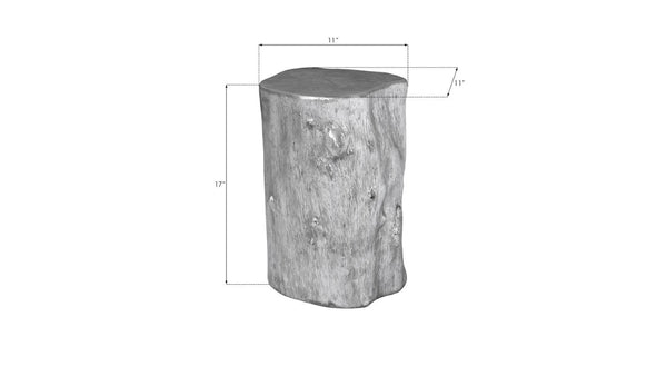 Phillips Collection Log Trunk Stool Cast Resin with Metallic Leaf Finish Sculptural Accent for Modern Interiors Silver PH55914