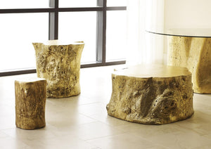 Phillips Collection Log Trunk Stool Cast Resin with Metallic Leaf Finish Sculptural Accent for Modern Interiors Gold PH55915